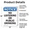 Signmission No Loitering Or Public Drinking OSHA Notice Sign, Aluminum, 12in W x 18in L, 2PK OS-2PACK-NS-A-1218-V-14699 - alternate 4